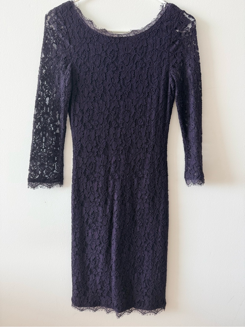 Babaton Purple Lace Long-Sleeve Sheath Dress